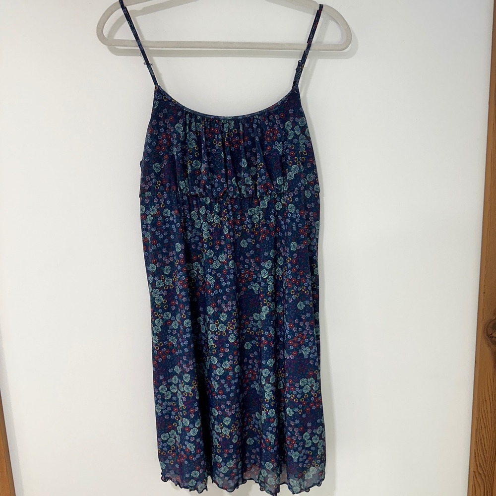 Target Pride Floral Mesh Slip Dress Womens Medium‎ Blue Ruffle Lettuce Hem